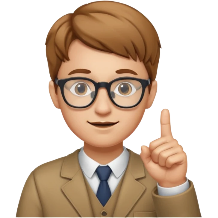 Nerd with one finger up with glasses emoji