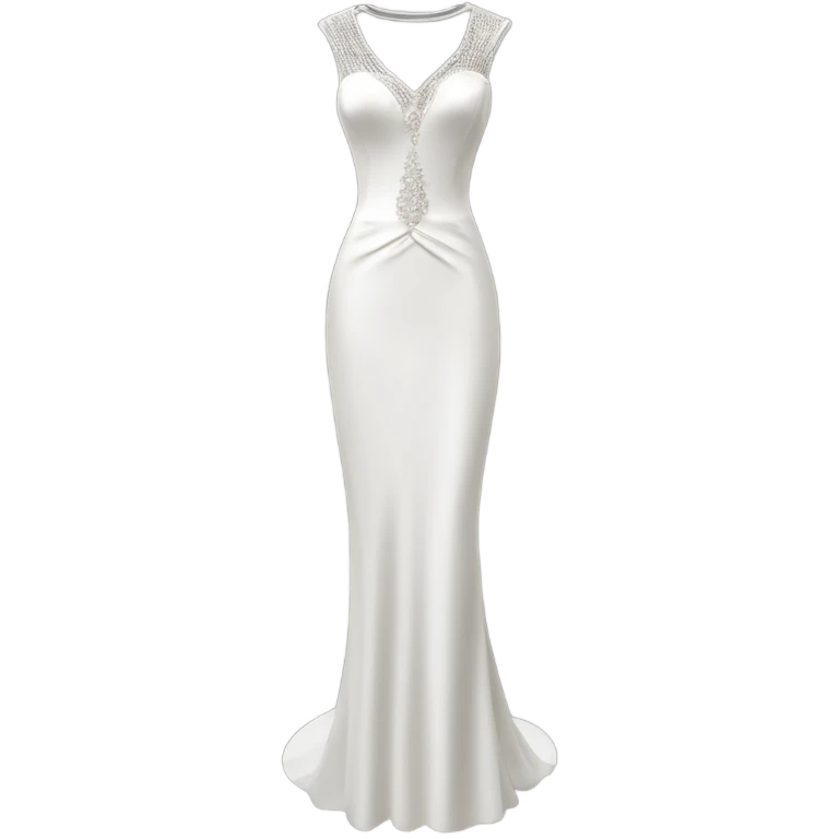 Hyper Realistic ornate 
Minimalistic diamonds and peals sheath Wedding dress displays emoji