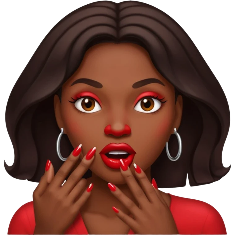 Big lips long nails bestie circle head biting her 1 nail emoji