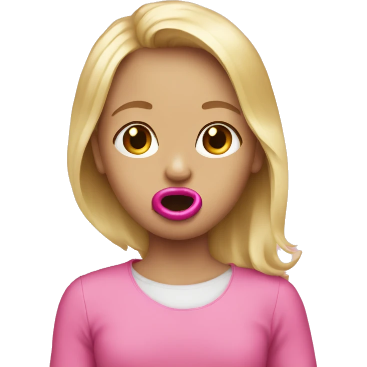 blonde girl with pink pacifier emoji