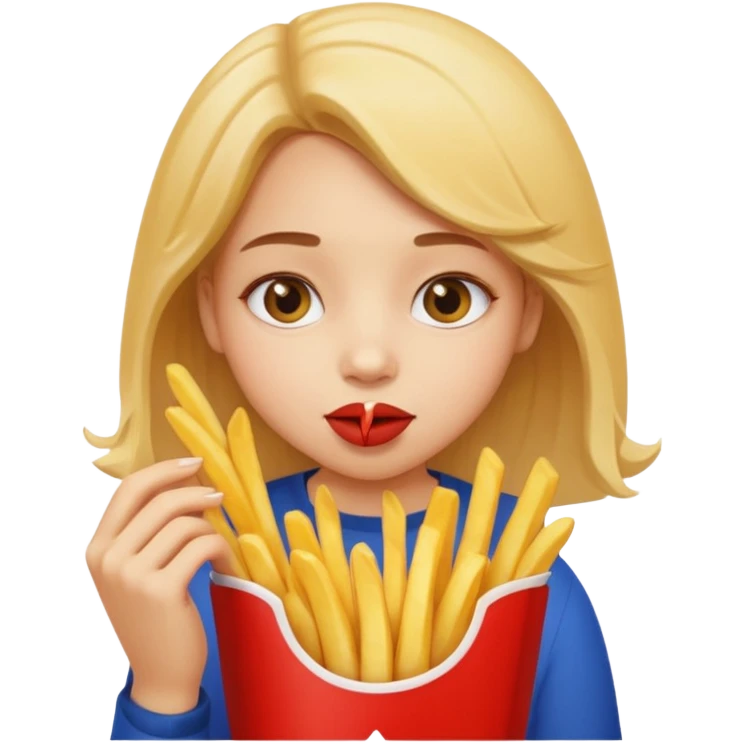 Girl munching fries emoji