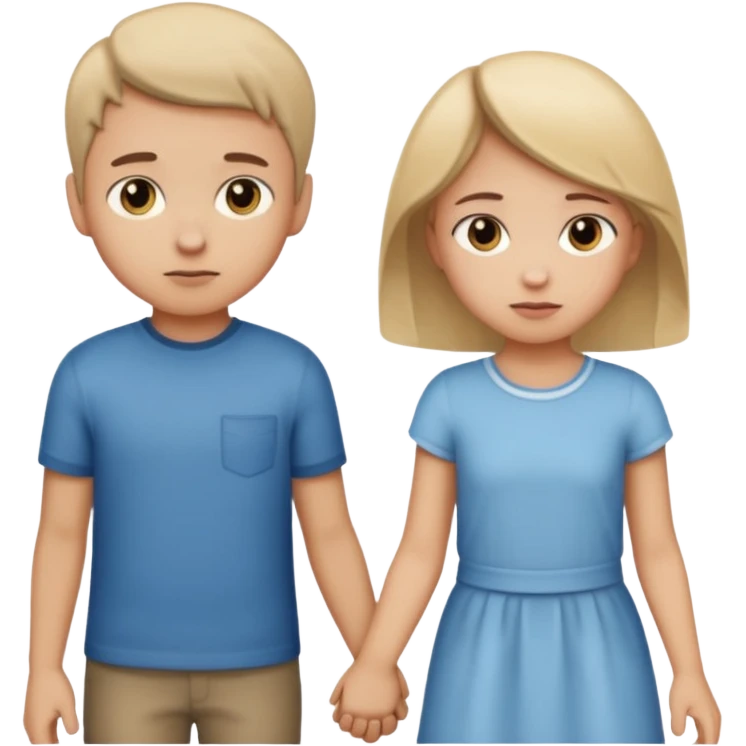Apple iOS emoji style.
A couple holding hands, boy and girl.
The girl shows a slightly uneasy, hiding expression.
A second boy appears faintly behind her, slightly blurred or partially cropped, implying secrecy.
Clean emoji proportions, soft highlights, neutral background removed.
 emoji