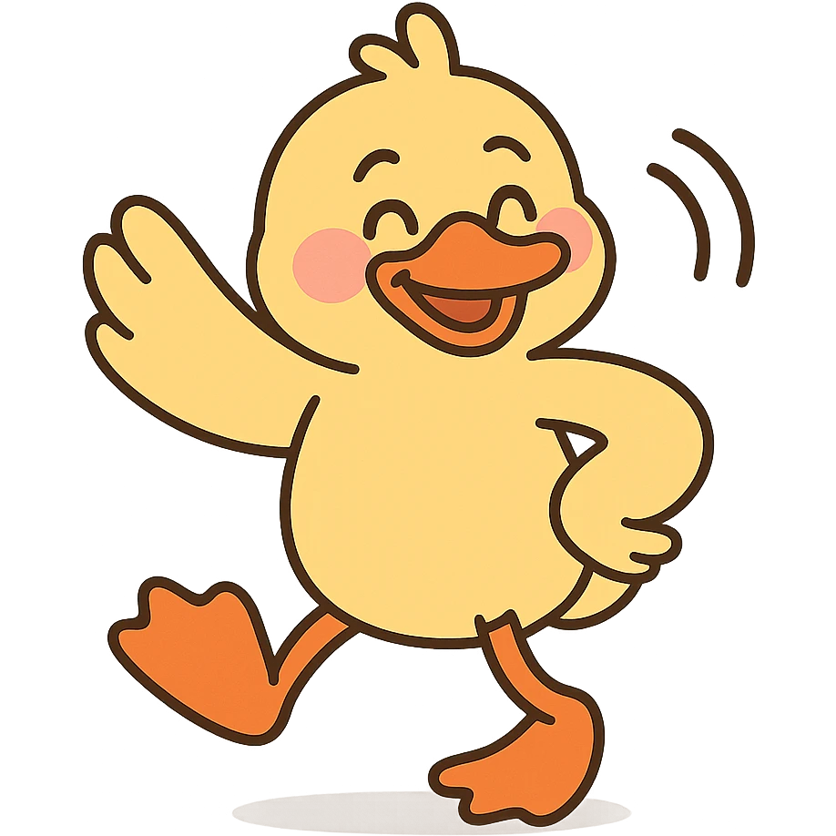 dancing cartoon duck emote for a duck race in pastel toon style emoji