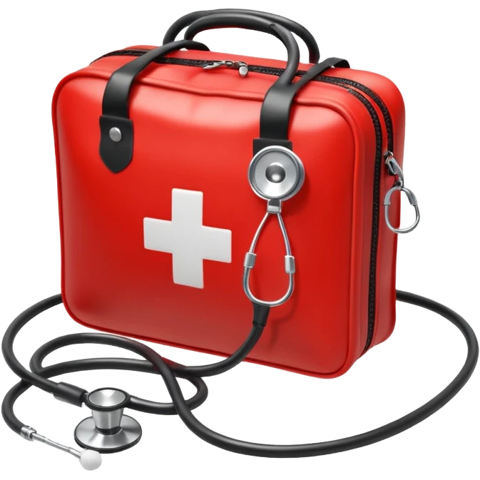 First aid help bag with stethoscope isolated for Emergency Medicine emoji make it to be red emoji