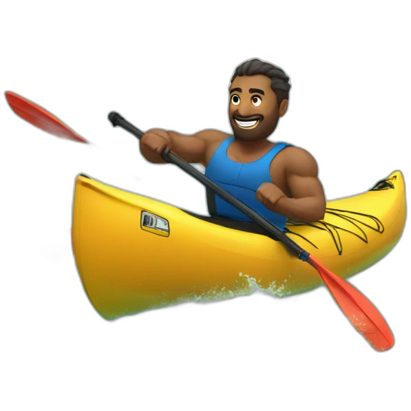 Strong man kayaking lake emoji