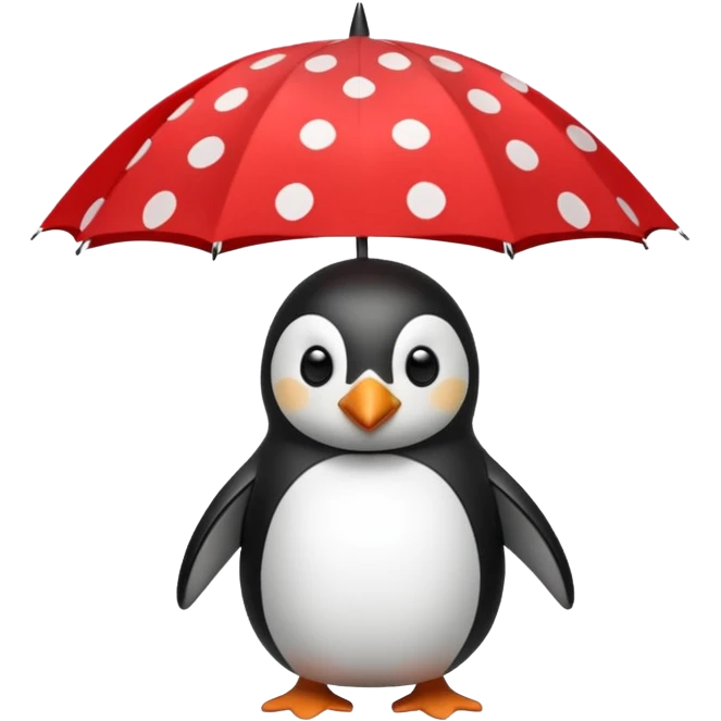 Penguin with red polka-dot umbrella emoji