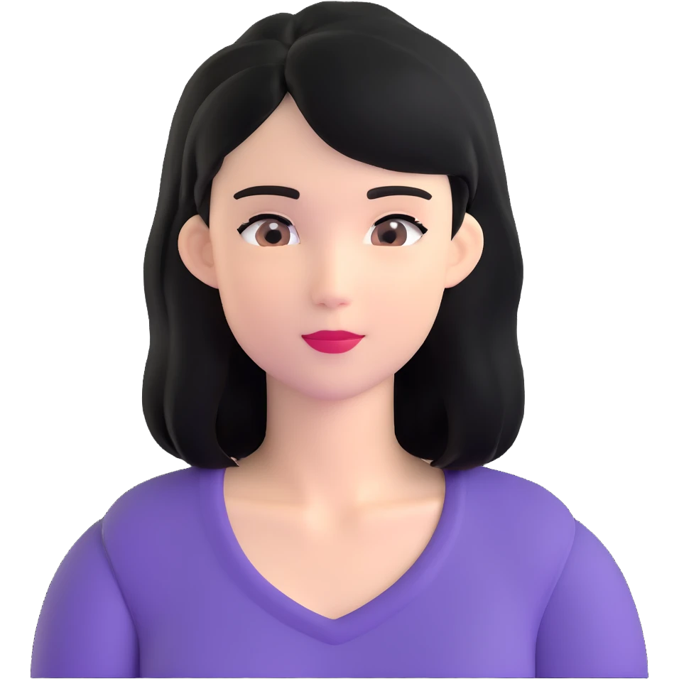 young woman with black hair, 25 years old emoji
