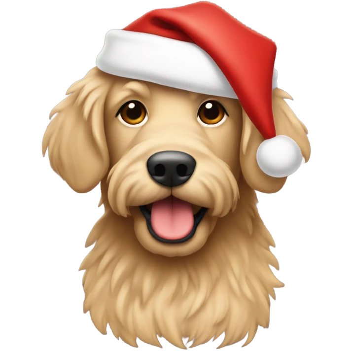 Light tan doodle with Santa hat emoji