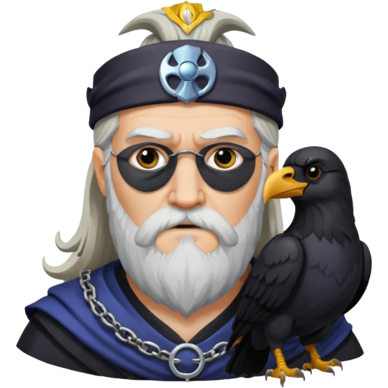 norse go dodin with eyepatch and raven on his shoulder emoji