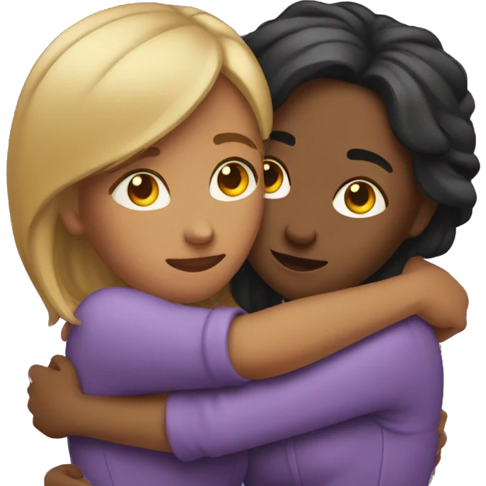 Lesbian hugging her girlfriend from behind emoji