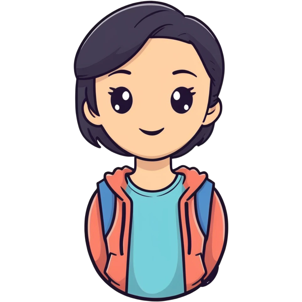 A young woman with a friendly expression wearing casual clothes emoji