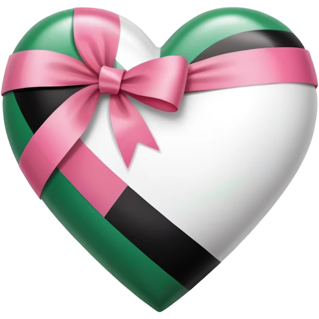 HEART PALESTINE FLAG WITH PINK BIG RIBBON  emoji