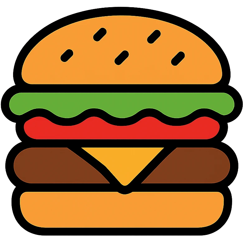 A hamburger with lettuce, tomato, and cheese emoji