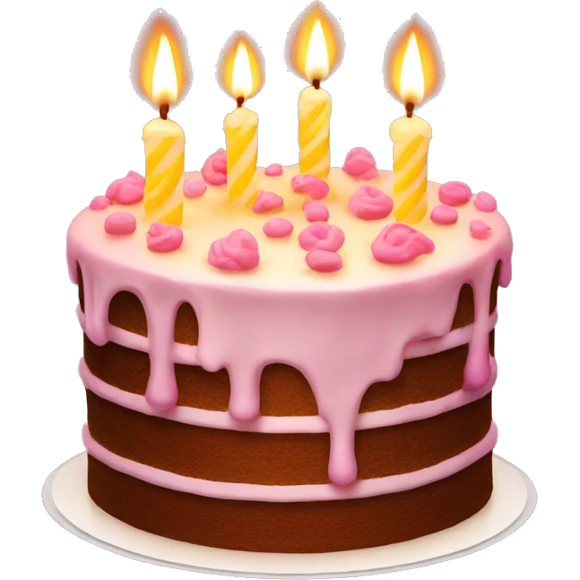cake emoji with glowing flaming candles emoji