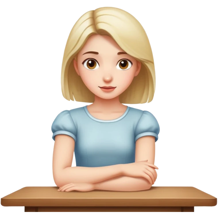girl elbow on table emoji