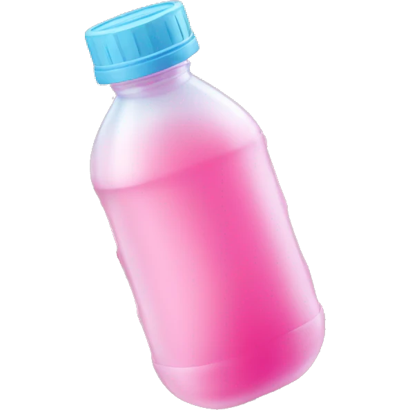plastic bottle with crystaline pink liquid emoji