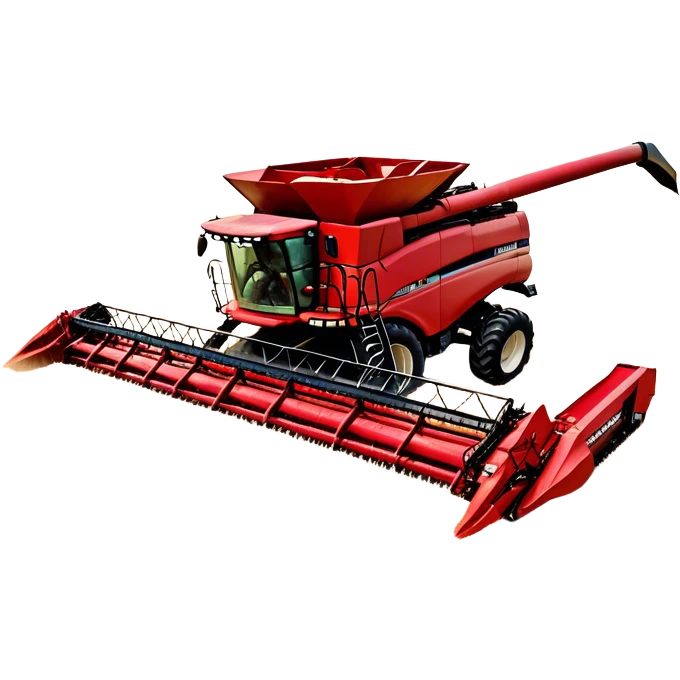 Case IH Axial-Flow 8250 (2022) – Cinematic-realistic Case IH Axial-Flow 8250 harvester, its deep red body towering over endless wheat fields. The massive cutting header slices through golden crops, sending a steady stream of grain into the bin as dust and chaff swirl in the afternoon sun. emoji