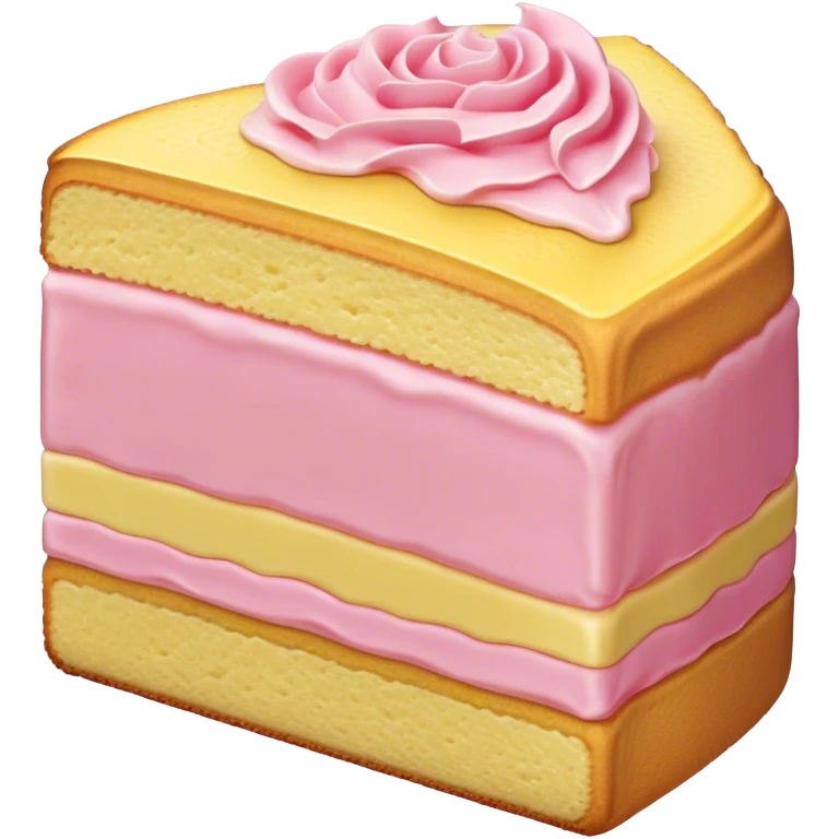slice of sponge cake, with minimal pink emoji