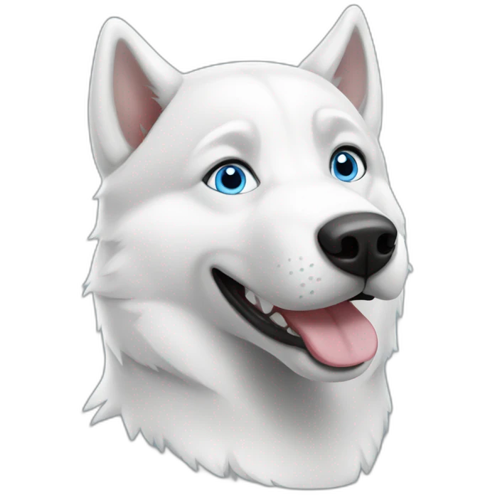 White Happy husky  blue eyes without eyebrows emoji