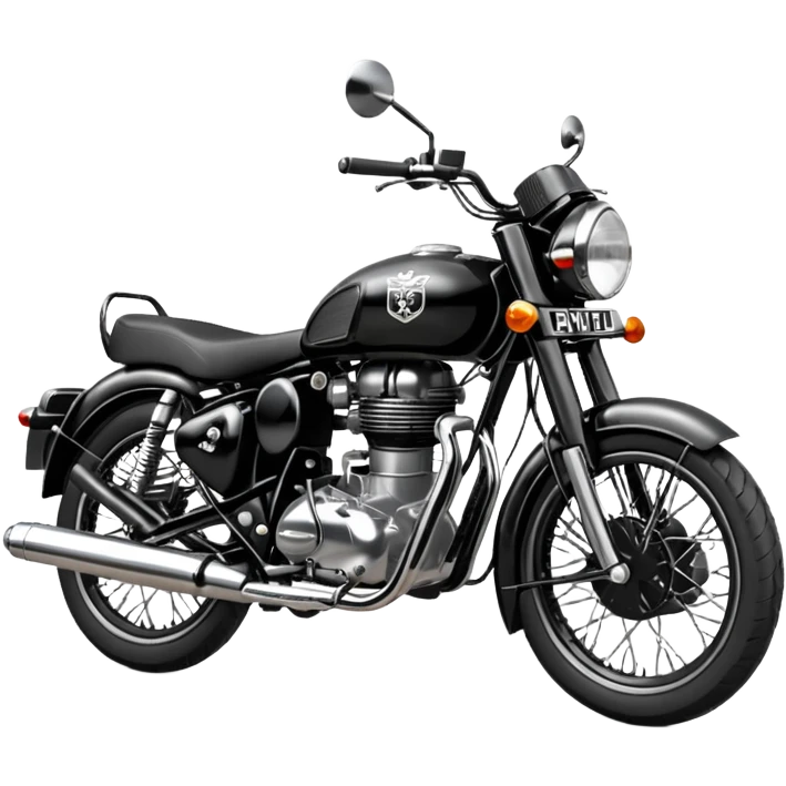 Black royal Enfield with white logo facing left side emoji