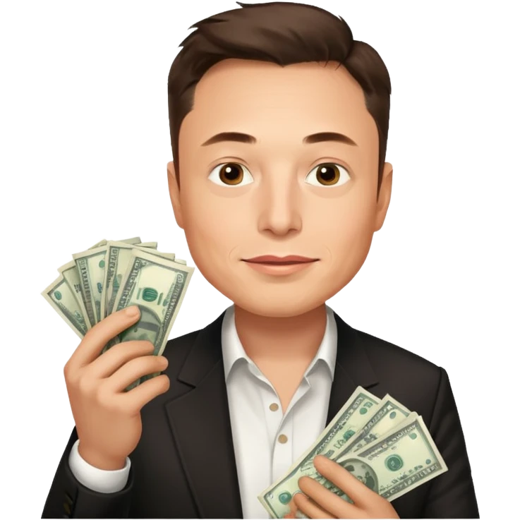 Elon musk holding money emoji