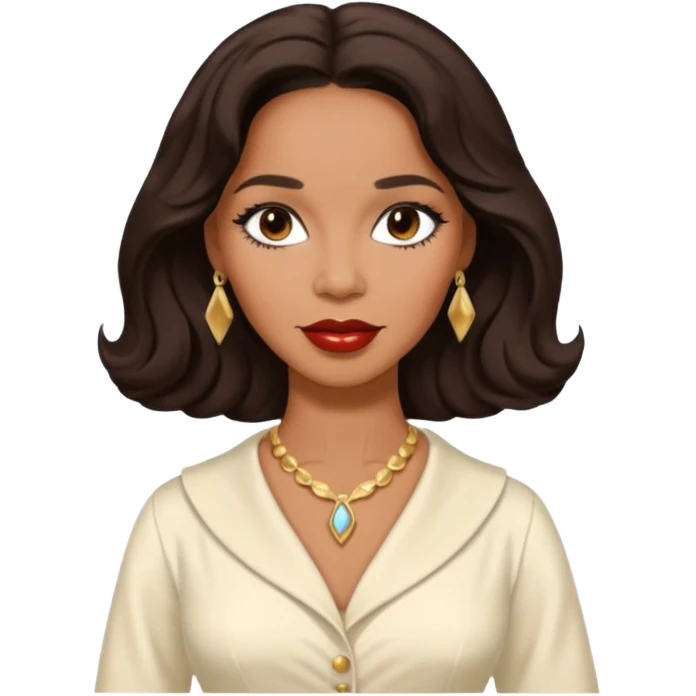 Dorothy Dandridge with long dark brown hair, ivory outfit emoji