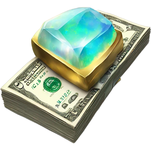 opal crystal gemstone dollar bill gold writing  emoji