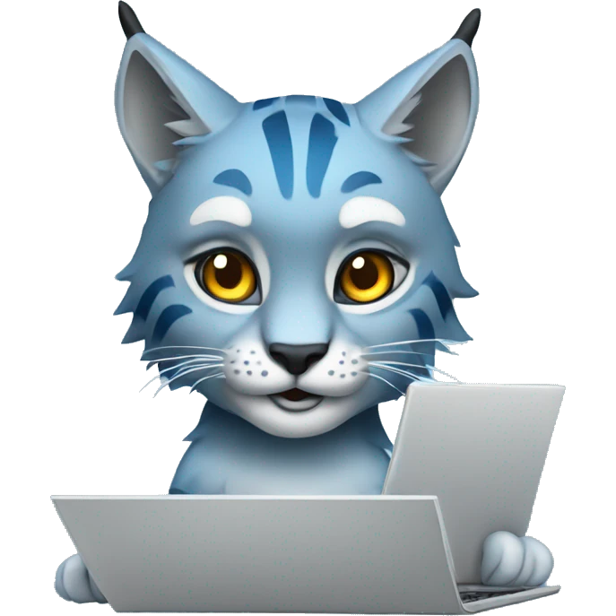 A blue lynx with a laptop emoji