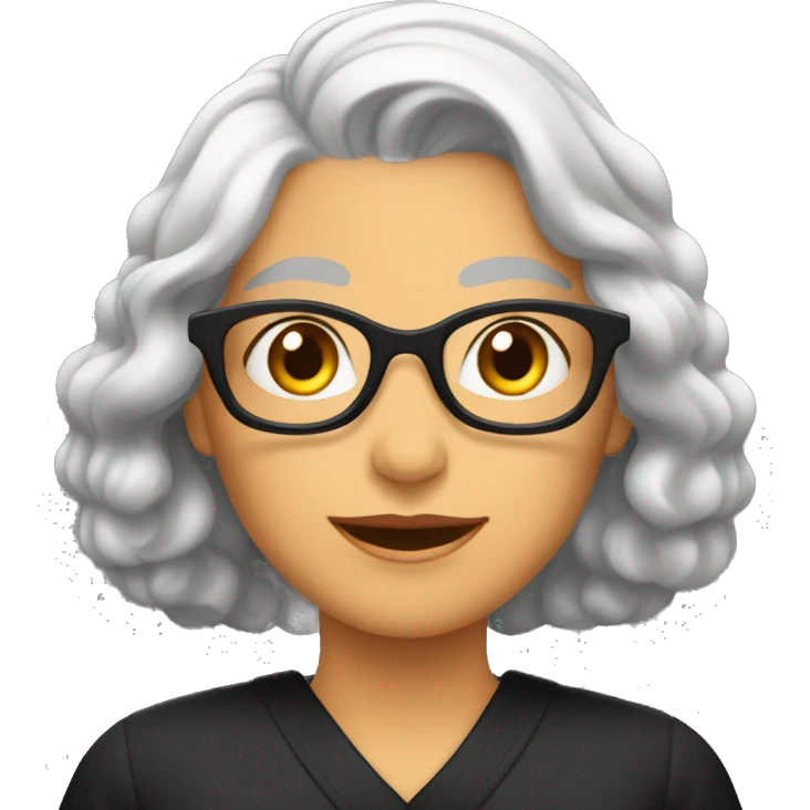 Mujer vieja vestido negro con brazos emoji