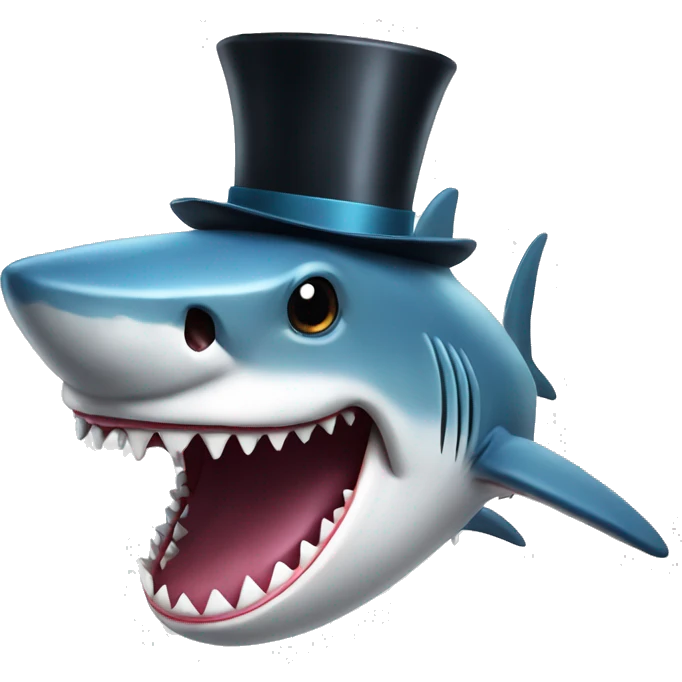 Shark with a top hat emoji