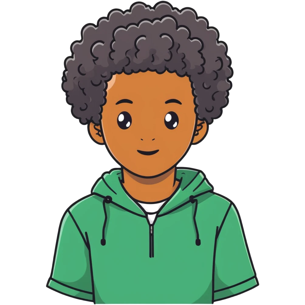 black boy with curly hair emoji