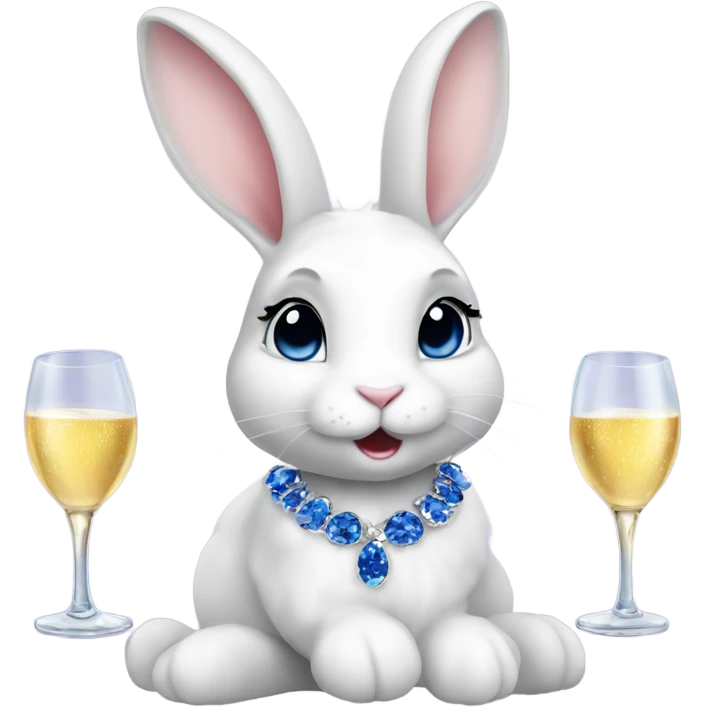 white female bunny wearing sapphires drinking champagne  emoji