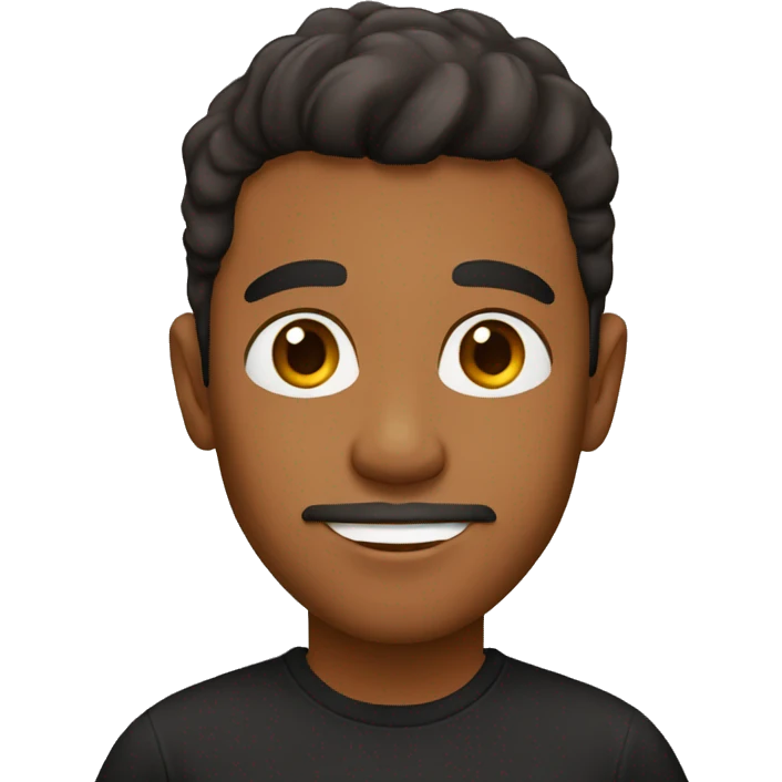 Brown man with brown eyes and black t-shirt emoji