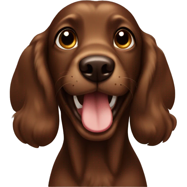 A brown like chocolate cocker which is happy  emoji