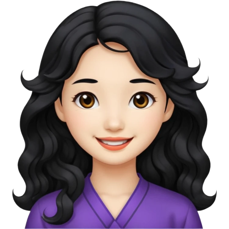 Beautiful girl,Black hair,wavy hair，long hair,Black eyes,Chinese emoji