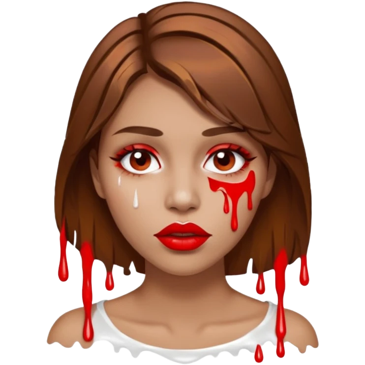 Brown Hair Woman , white paint , drip, face, hot  Sexy, lips emoji