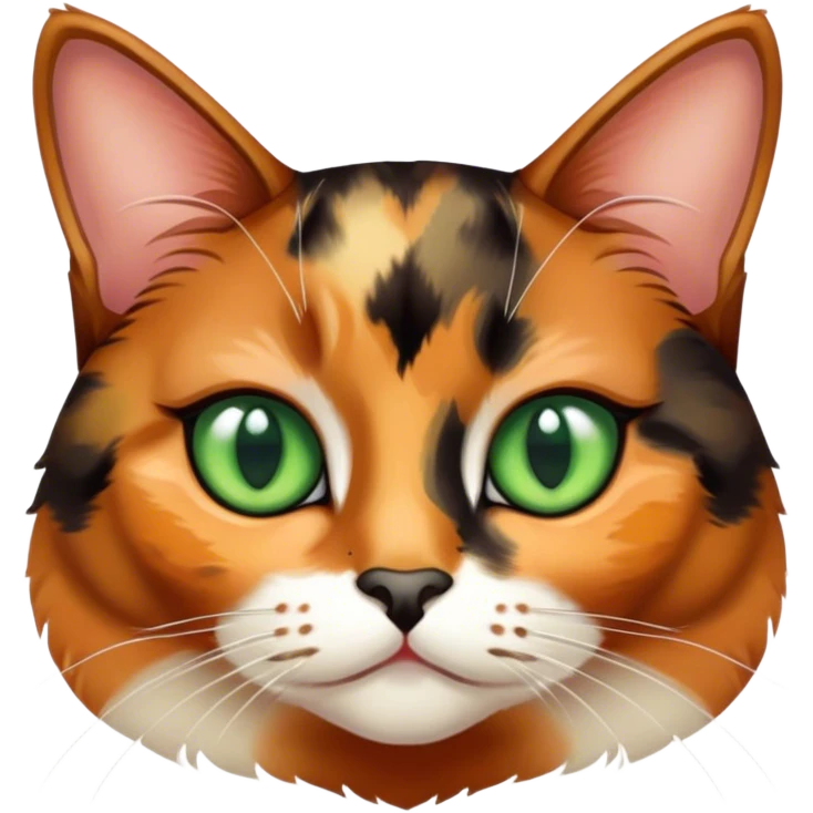 tortoiseshell calico cat with green eyes   emoji