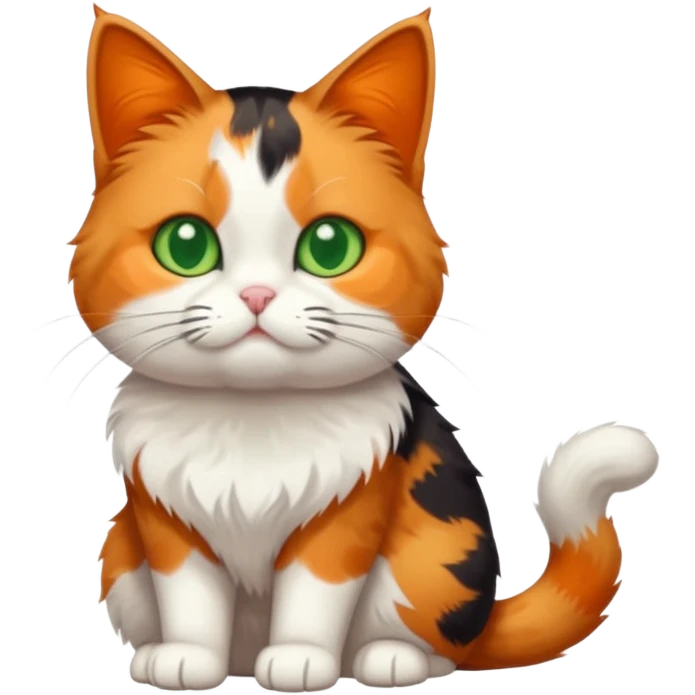 full body calico cat with small head and short but chubby body emoji