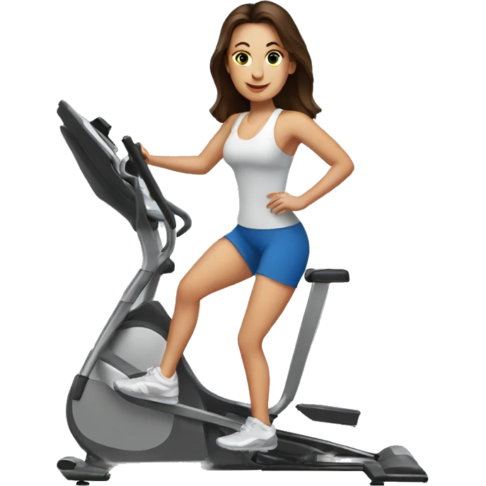 exercise elliptical brunette woman emoji