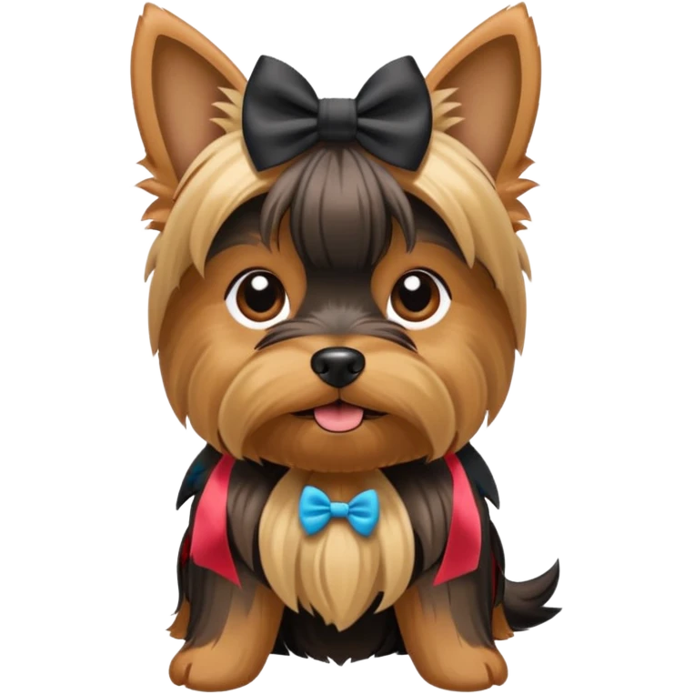 a yorkshire dog with a bow emoji