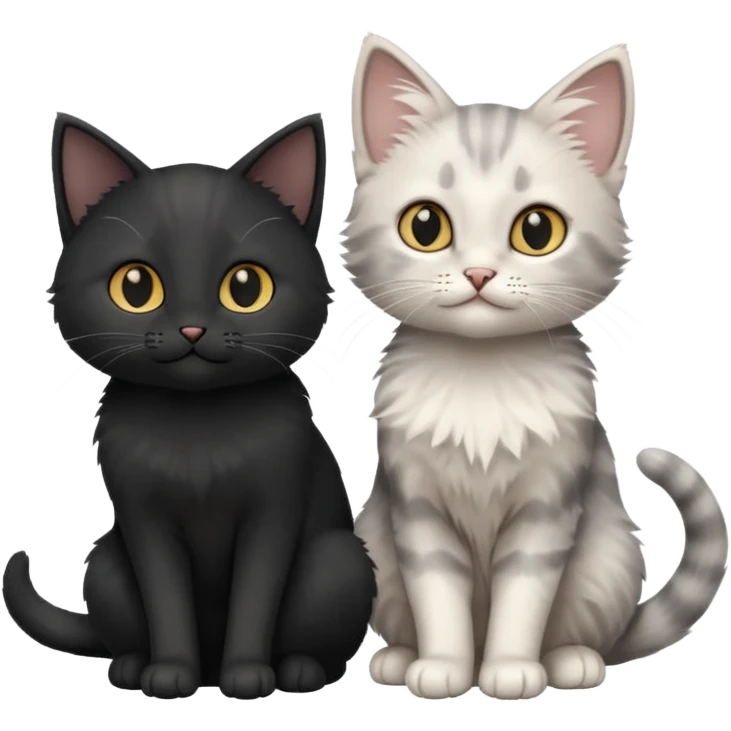 White and grey kitten and black cat emoji