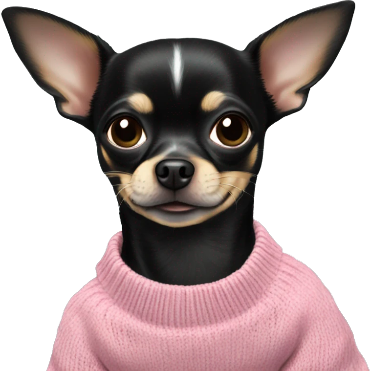 Black Chihuahua in a Rosa crewneck dogsweater  emoji