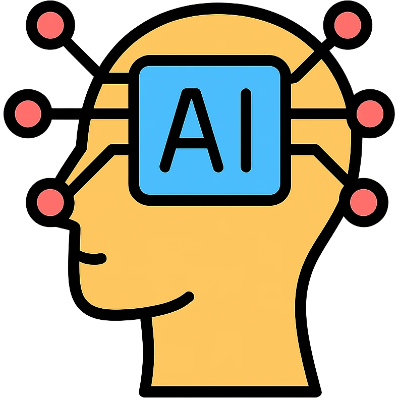 inteligencia artificial, estilo minimalista, líneas limpias, fondo blanco emoji