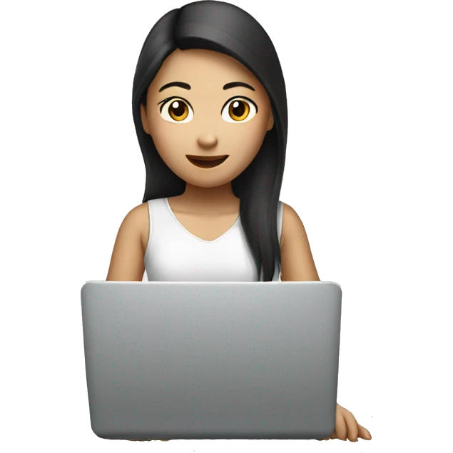 Asian girl with laptop  emoji