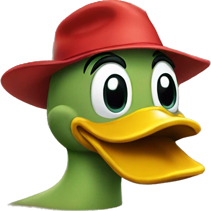 Oregon duck mascot with red hat emoji