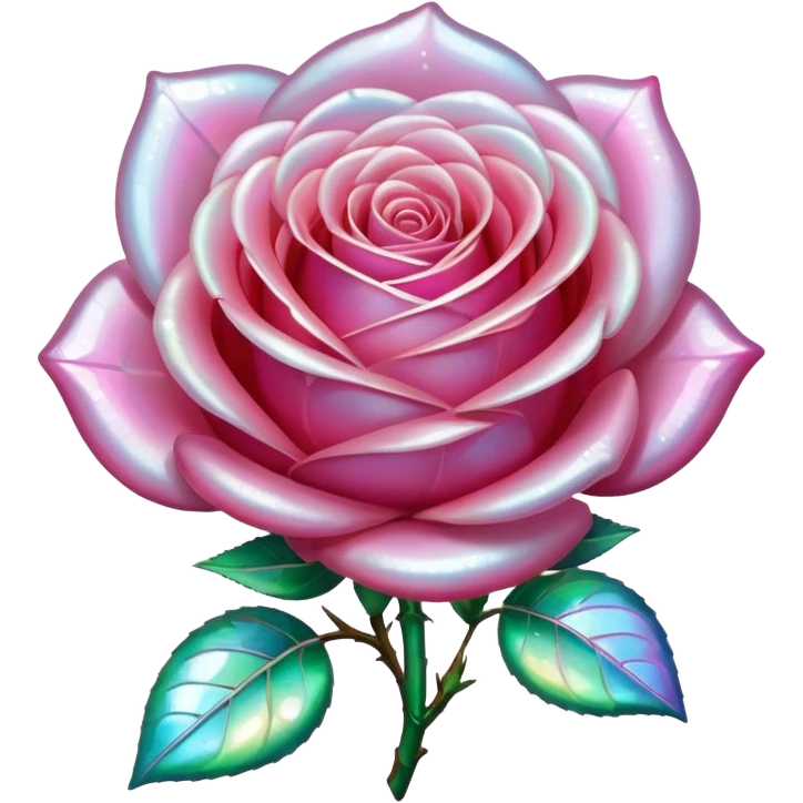 Highly realistic rose that is made with acrylic pearlescent iridescent glass emoji