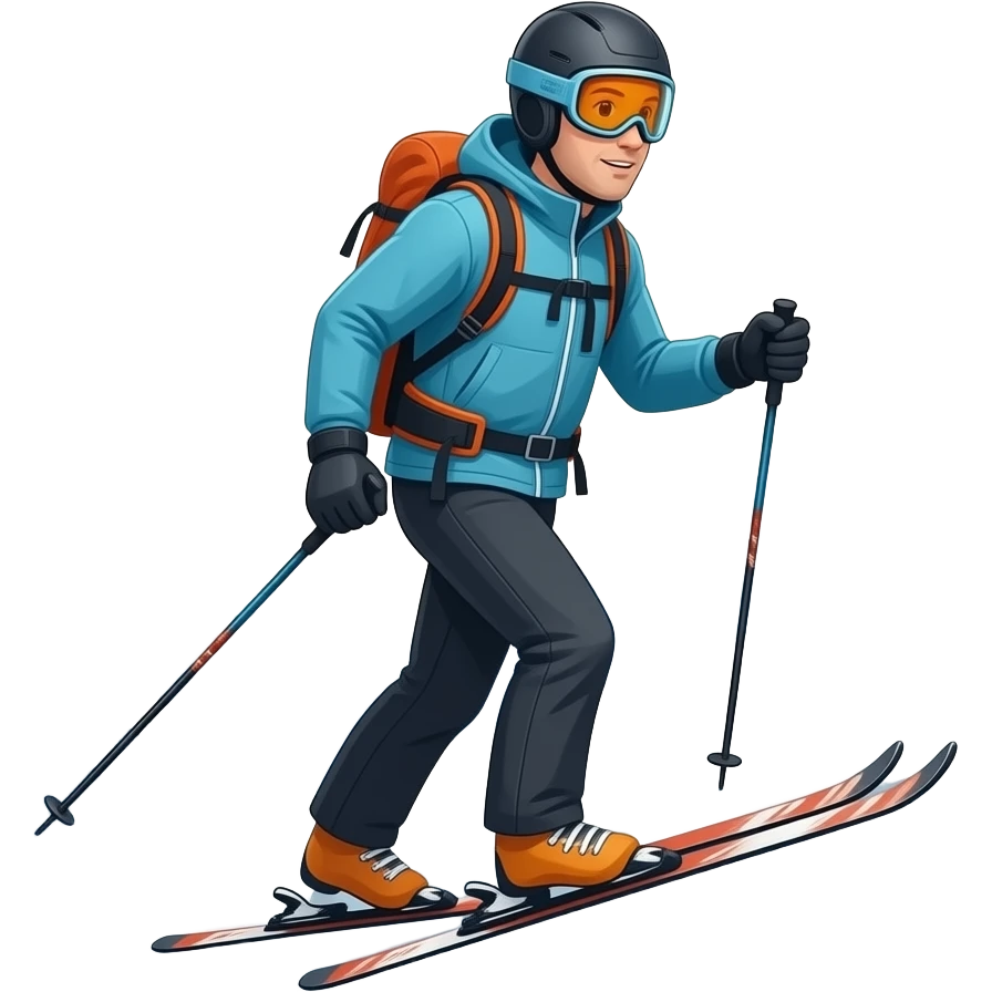 skitouring skier walking up the mountain emoji