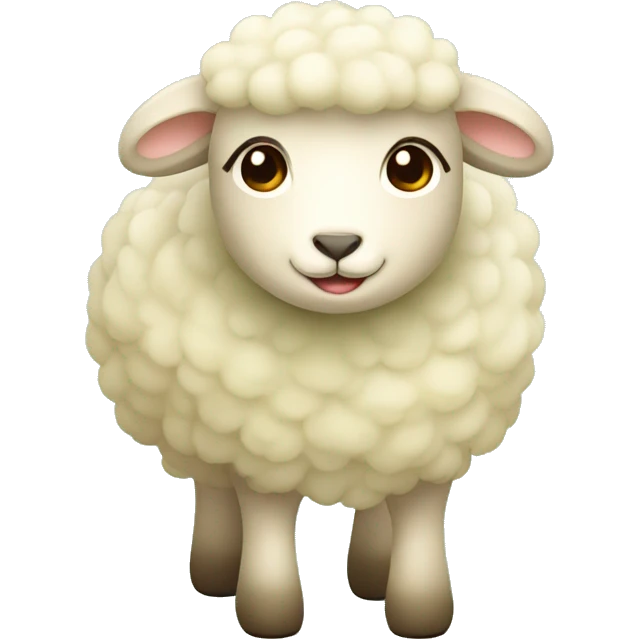 Cute sheep whit soft green legs and color beige cream body and face emoji