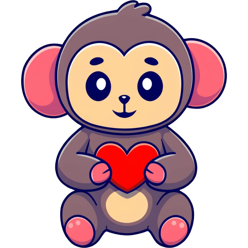 Cheburashka holding a heart in its hands emoji