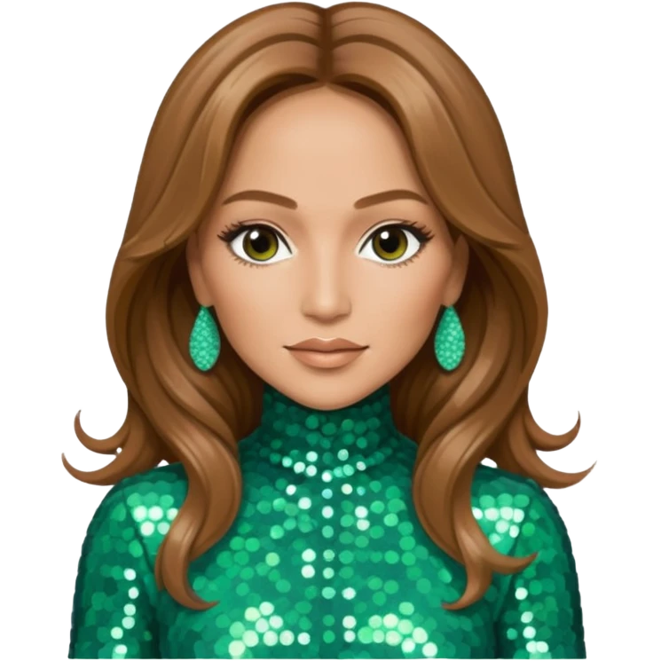 Jennifer Lopez with long  light brown hair, seafoam green sequin outfit emoji